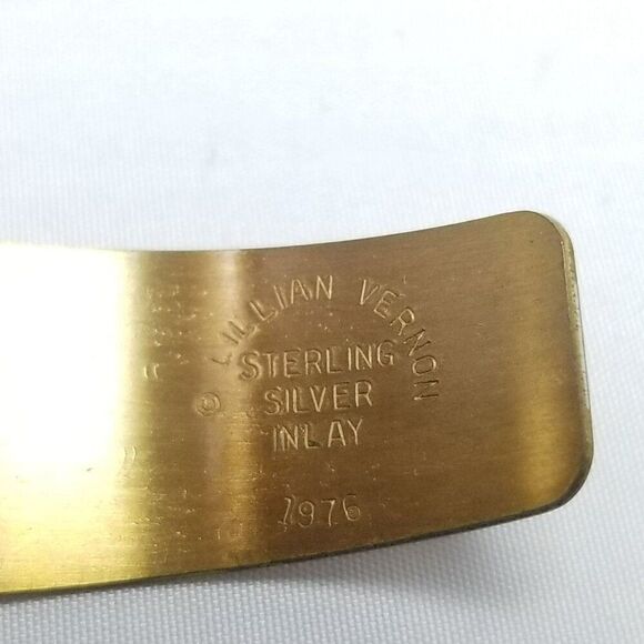 Vintage Lillian Vernon Sterling Silver Inlay 1976 Cuff Bangle Bracelet, Estate - Picture 4 of 7